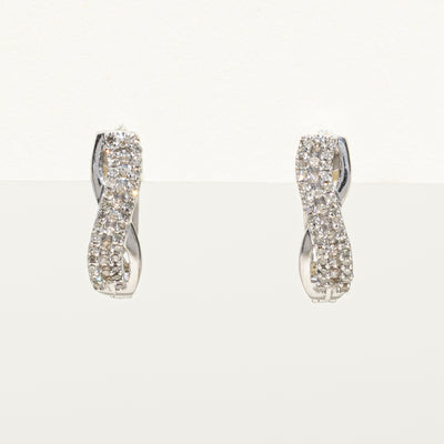 Diamond Cross Over Huggie Earrings | 0.20ctw