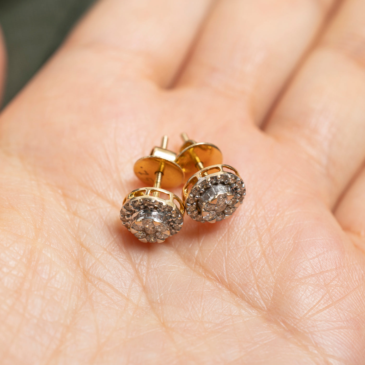 Diamond Round Cluster Stud Earrings | 0.75ctw