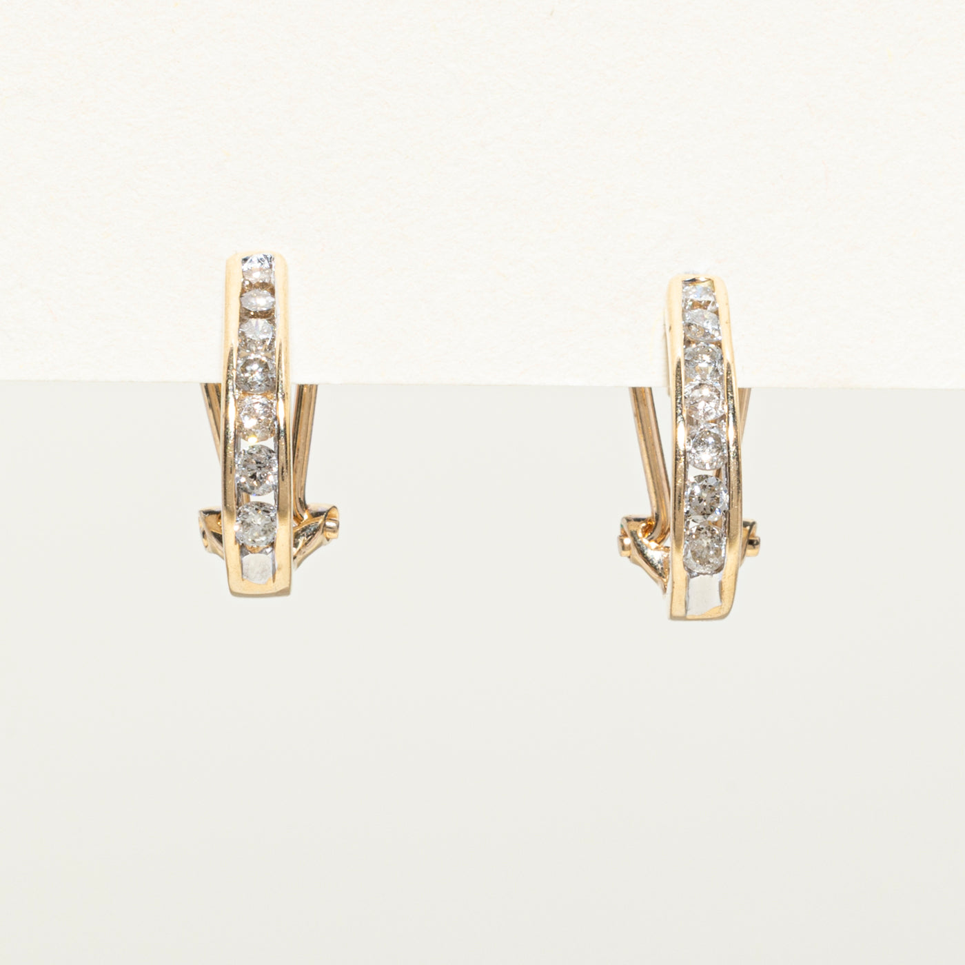 Channel Set Diamond Half Huggie Earrings | 0.45ctw