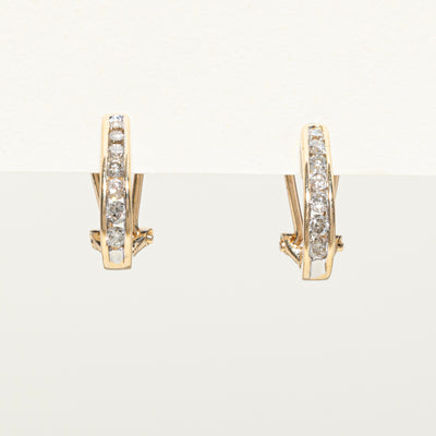 Channel Set Diamond Half Huggie Earrings | 0.45ctw