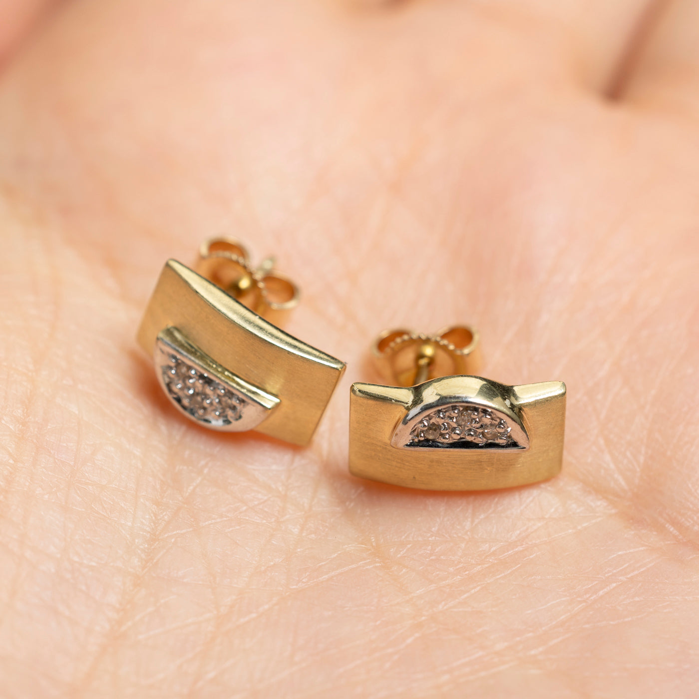 Diamond Geometric Stud Earrings | 0.03ctw