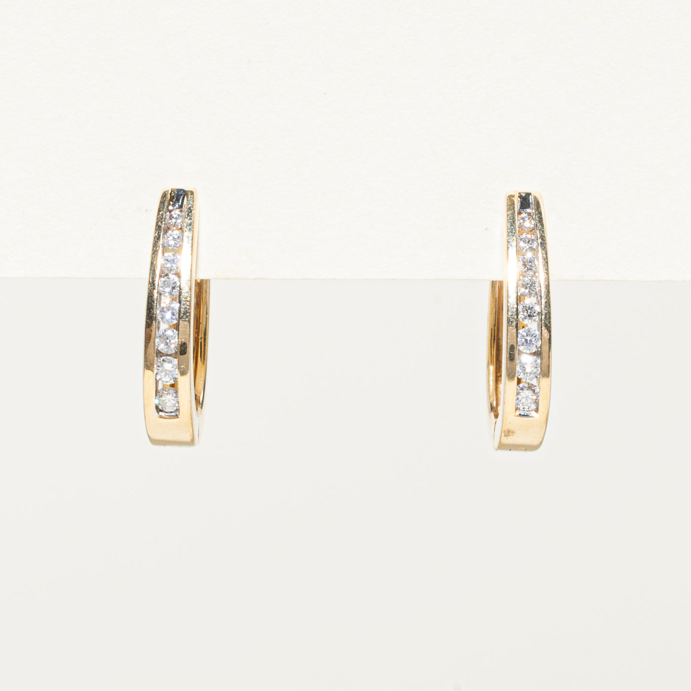 Channel Set Diamond Hoop Earrings | 0.20ctw