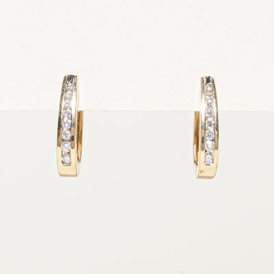Channel Set Diamond Hoop Earrings | 0.20ctw