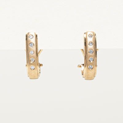 Flush Set Diamond Half Huggie Earrings | 0.10ctw