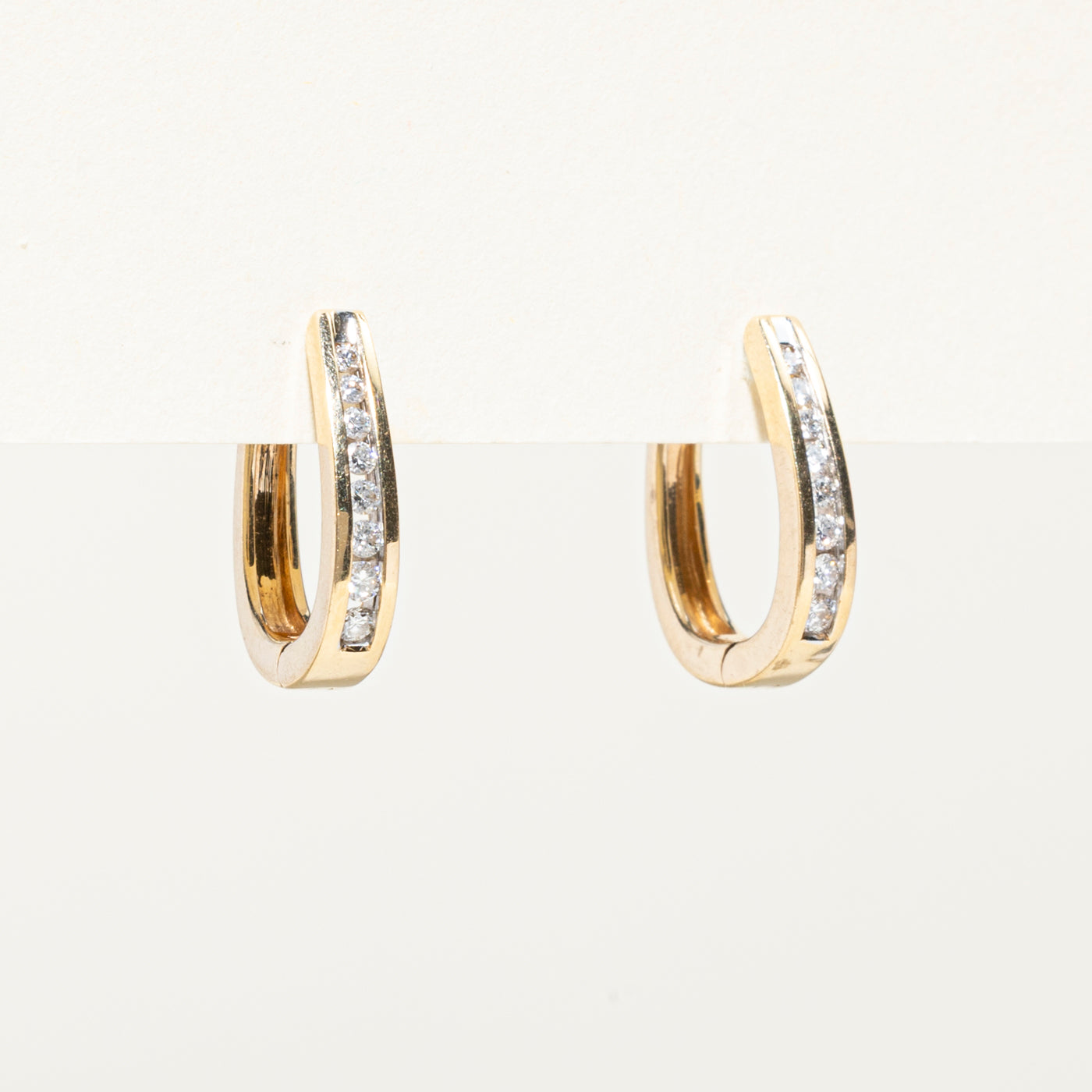 Channel Set Diamond Hoop Earrings | 0.20ctw