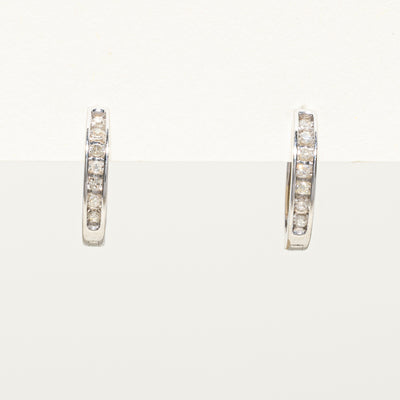 Channel Set Diamond Hoop Earrings | 0.10ctw