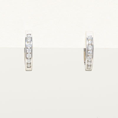 Channel Set Diamond Hoop Earrings | 0.28ctw
