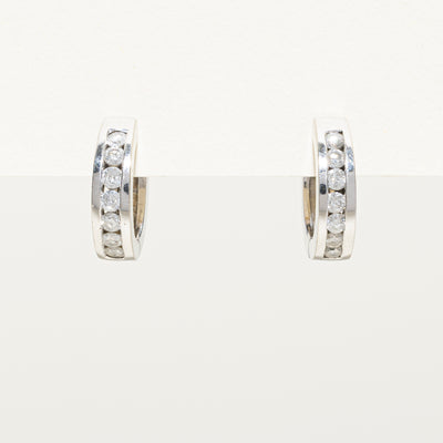 Channel Set Diamond Huggie Earrings | 0.42ctw