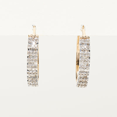 Mixed Cut Diamond Hoop Earrings | 0.65ctw