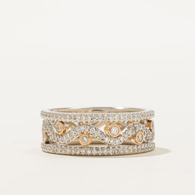 18K Diamond Accented Openwork Wave Design Band | 0.50ctw | SZ 6.5