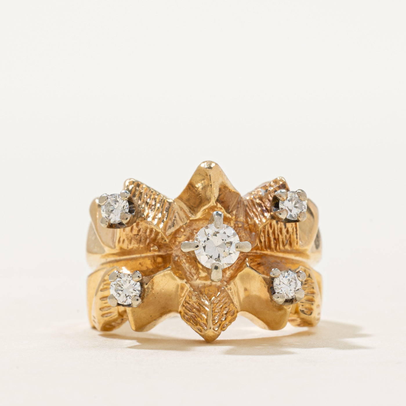 14K Diamond Chunky Abstract Ring | 0.40ctw | SZ 5.5