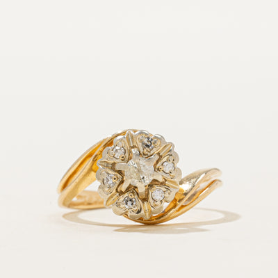 14K Heart Accented Diamond Bypass Ring | 0.16ctw | SZ 4.75