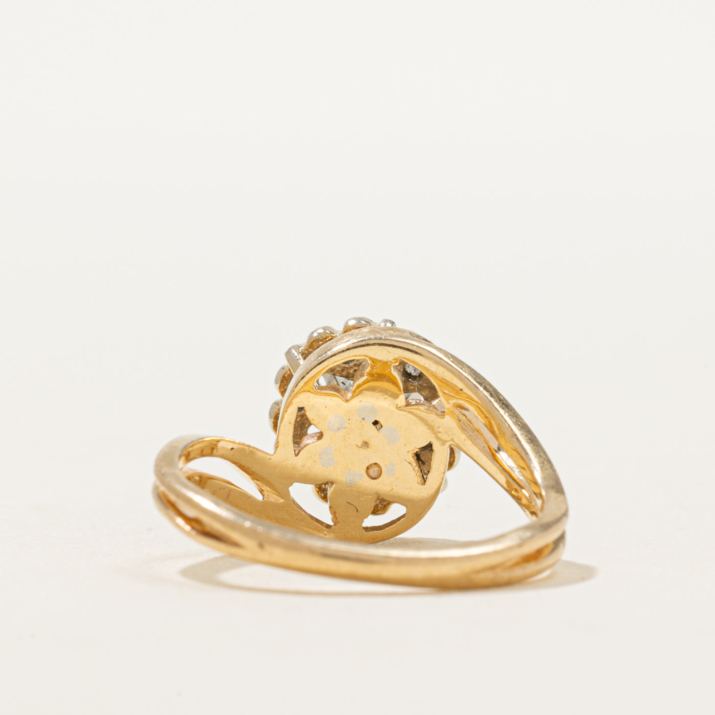 14K Heart Accented Diamond Bypass Ring | 0.16ctw | SZ 4.75