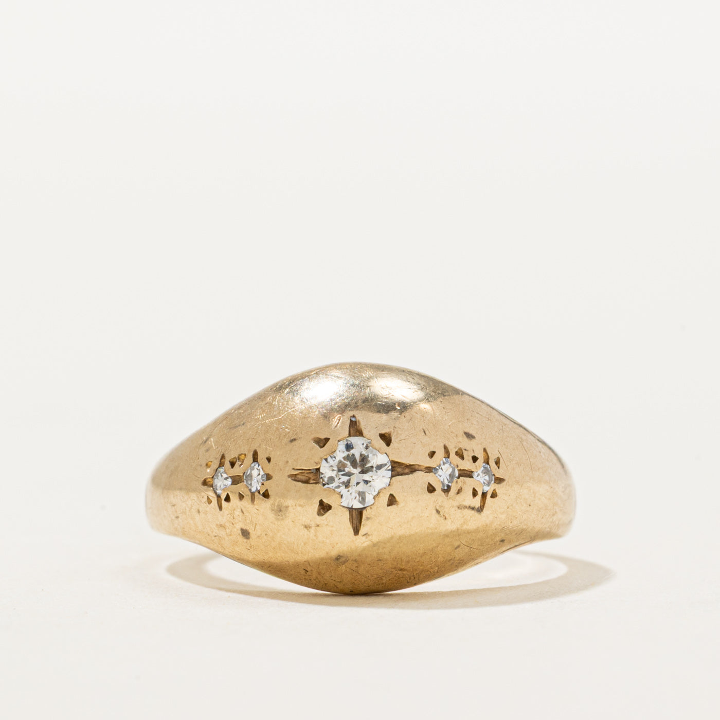 10K Star Set Diamond Dome Ring | 0.10ctw | SZ 4.25