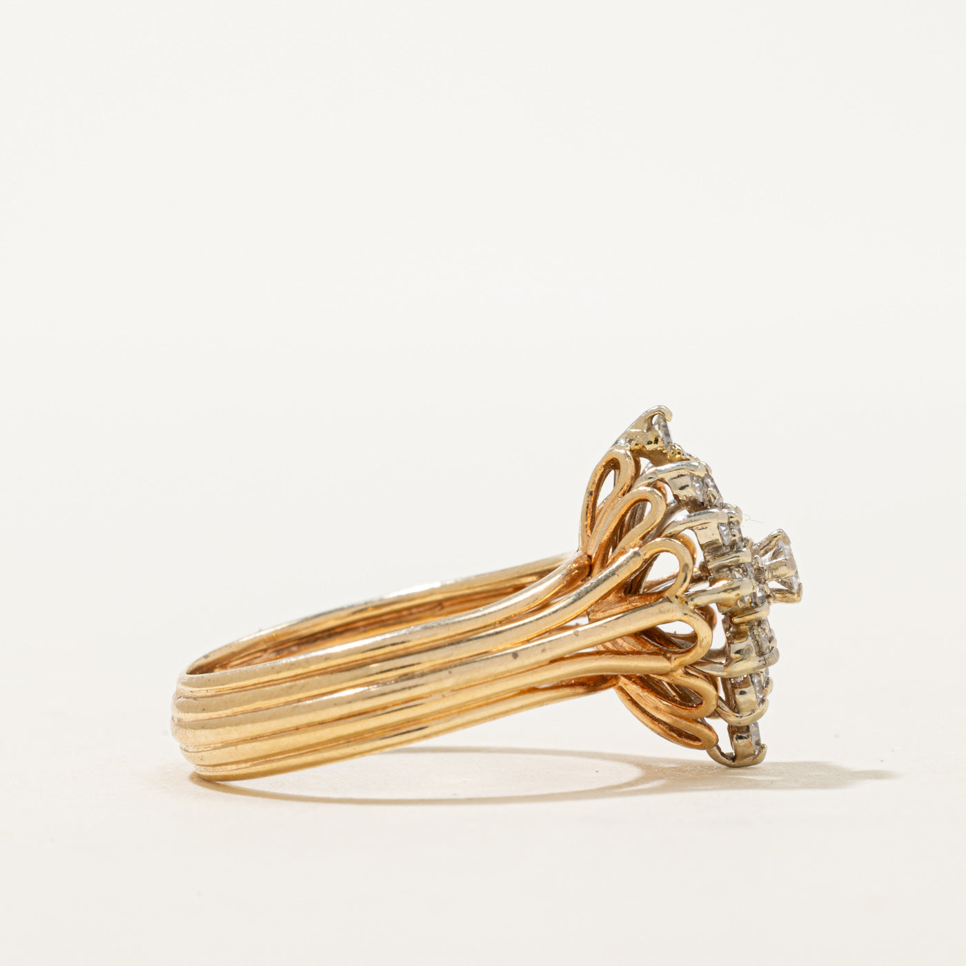 14K Marquise Shaped Diamond Cluster Ring | 0.50ctw | SZ 7