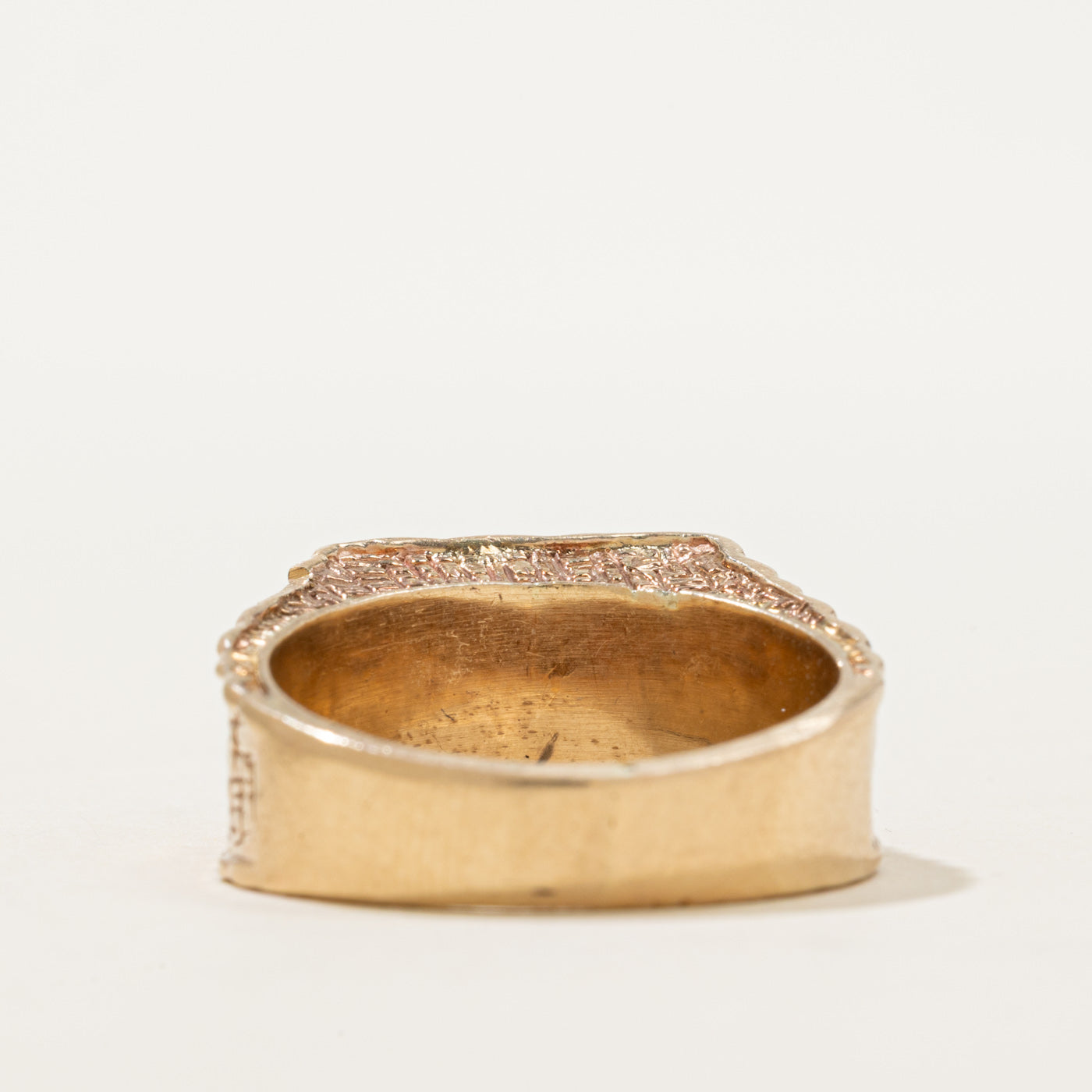10K Multi Row Diamond Textured Signet Ring | 0.88ctw | SZ 11