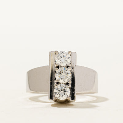 14K Three Stone Diamond Column Ring | 0.63ctw | SZ 6