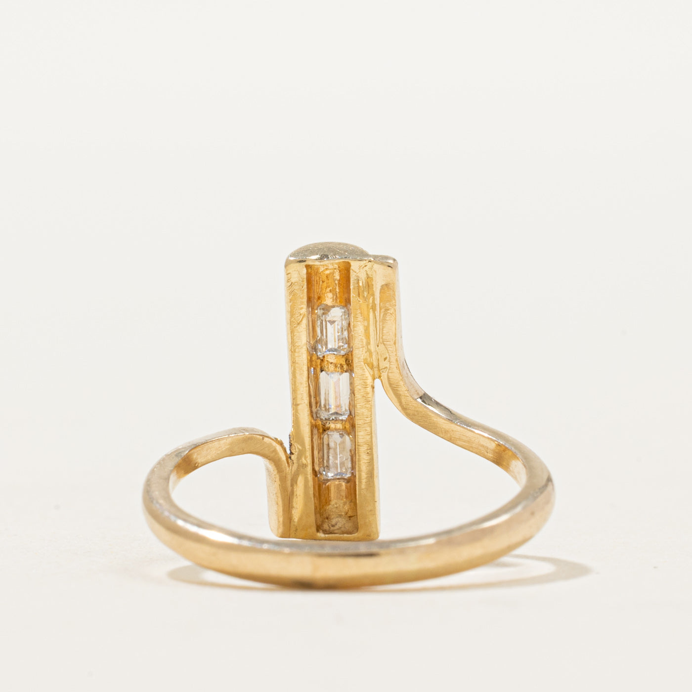 14K Baguette Diamond Column Bypass Ring | 0.19ctw | SZ 3.25