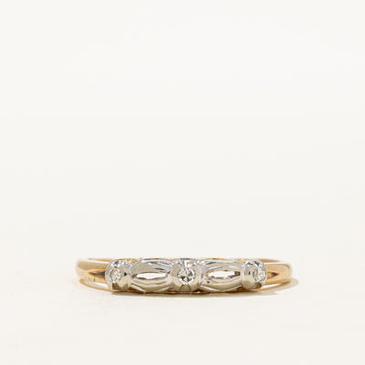 14K Two Tone Gold Three Stone Diamond Ring | 0.04ctw | SZ 7.75