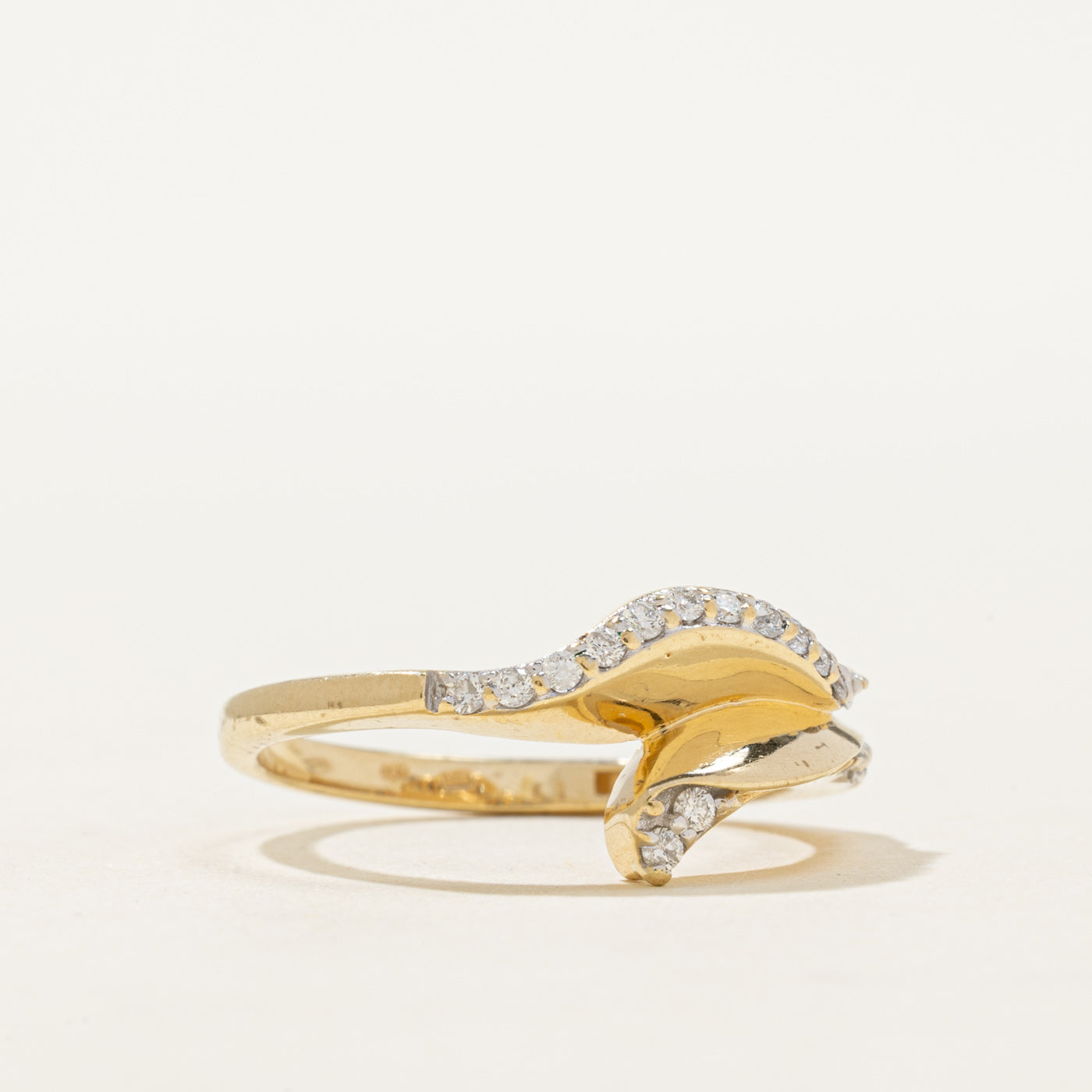 14K Diamond Wave Bypass Ring | 0.16ctw | SZ 7.5