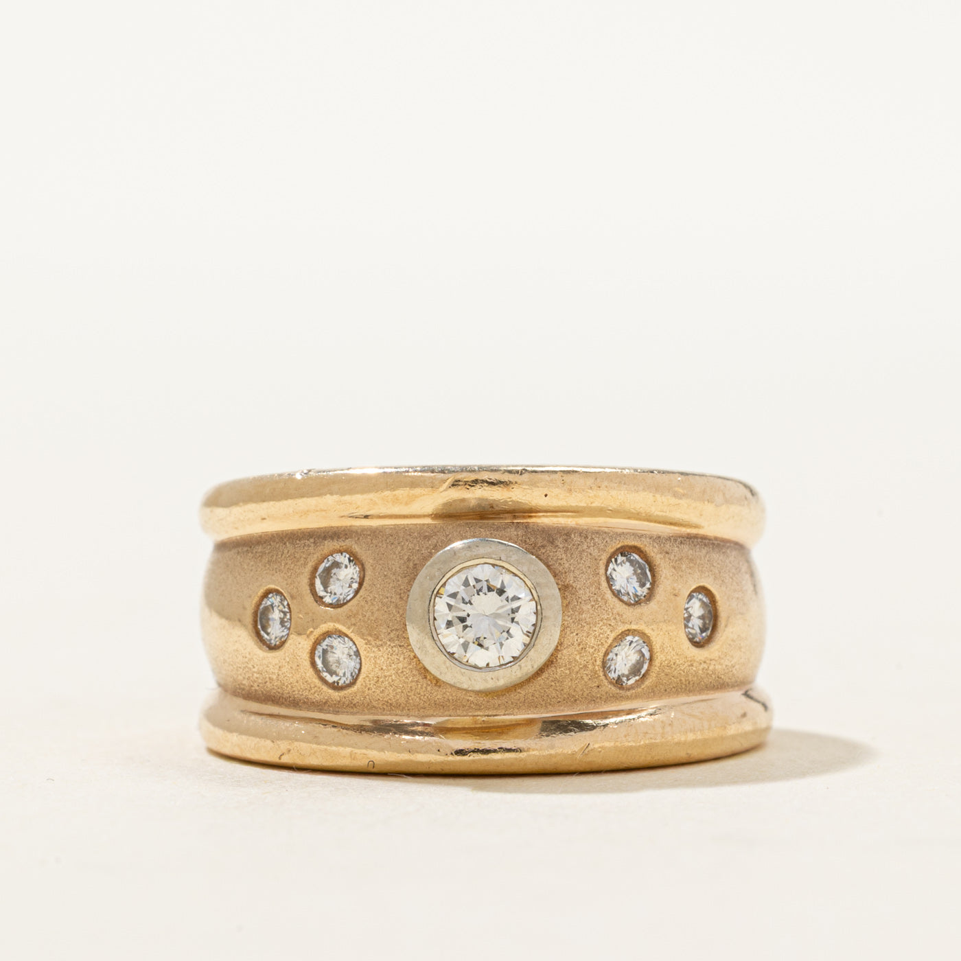 10K Bezel Set Diamond Chunky Ring | 0.37ctw | SZ 6.25