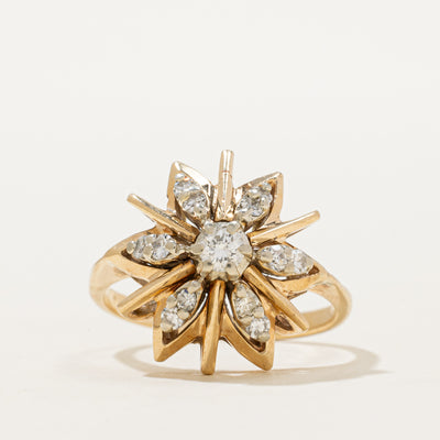 14K Diamond Geometric Flower Ring | 0.44ctw | SZ 7.25