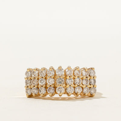 14K Multi Row High Set Diamond Ring | 0.36ctw | SZ 6