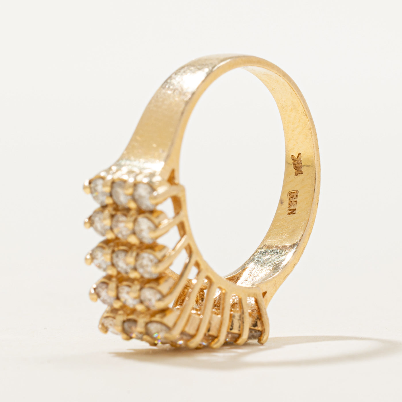14K Multi Row High Set Diamond Ring | 0.36ctw | SZ 6