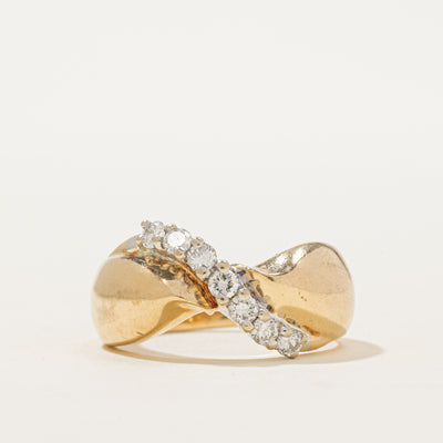 14K Diamond Waterfall Chunky Bow Ring | 0.42ctw | SZ 9.5