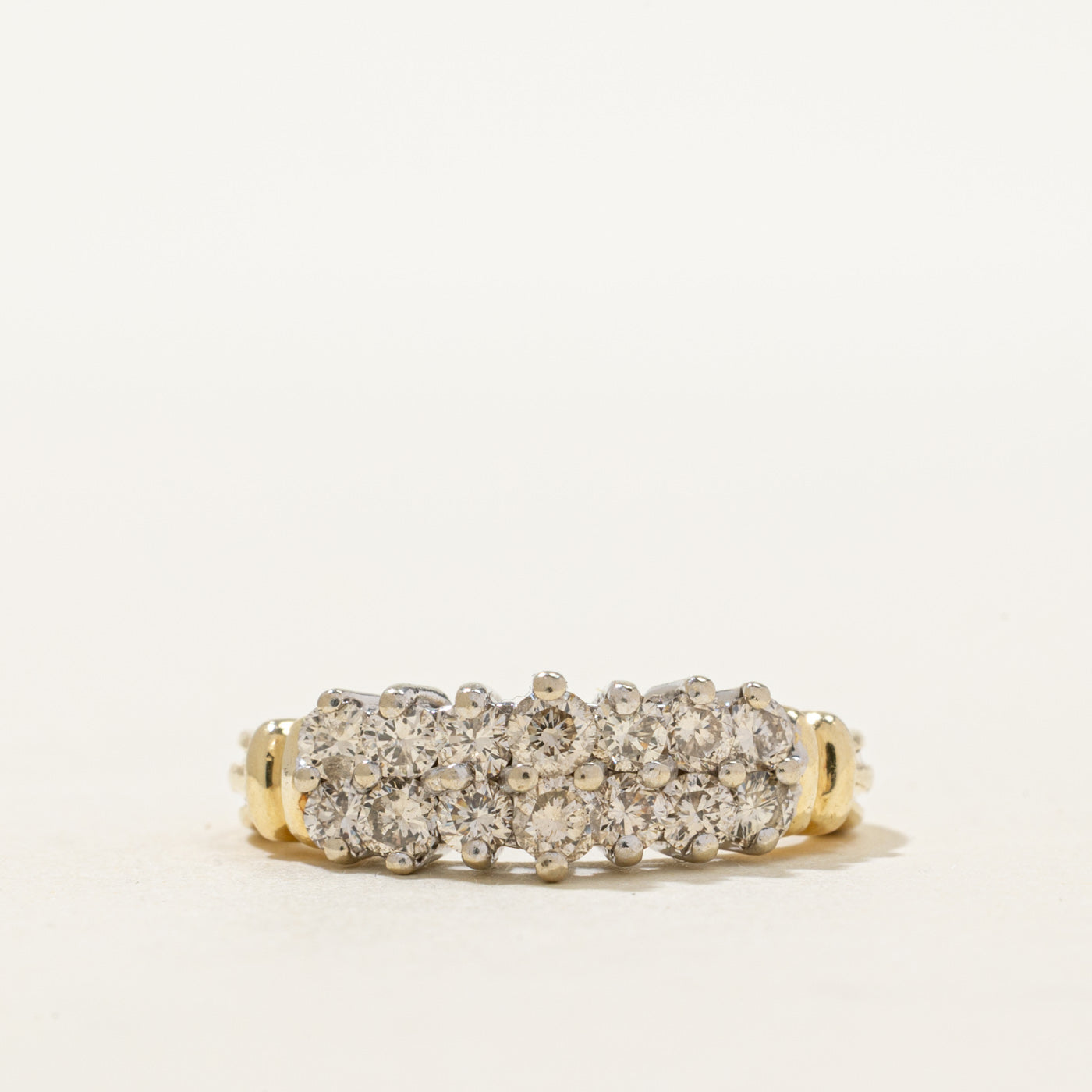 14K High Set Double Row Diamond Ring | 0.87ctw | SZ 6.25