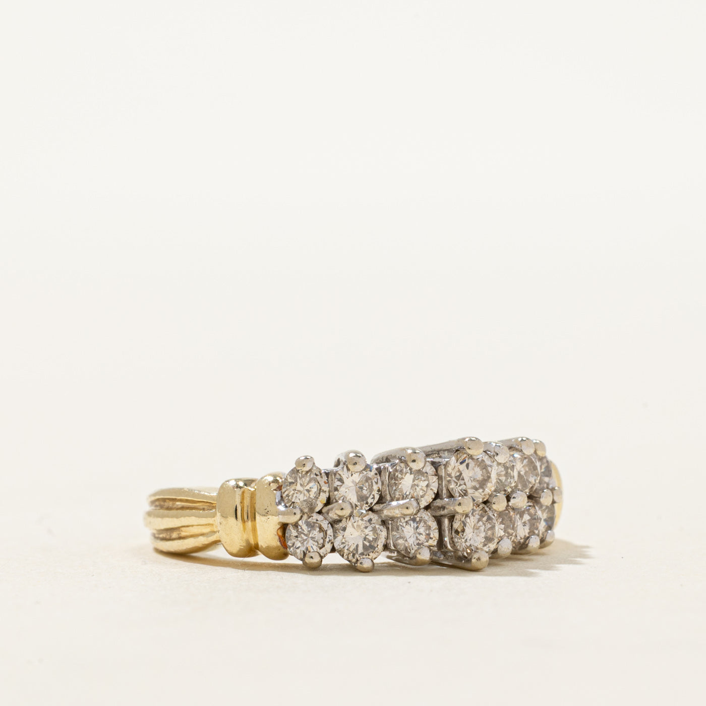 14K High Set Double Row Diamond Ring | 0.87ctw | SZ 6.25
