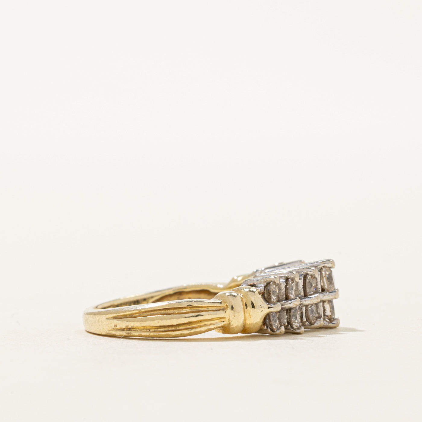 14K High Set Double Row Diamond Ring | 0.87ctw | SZ 6.25