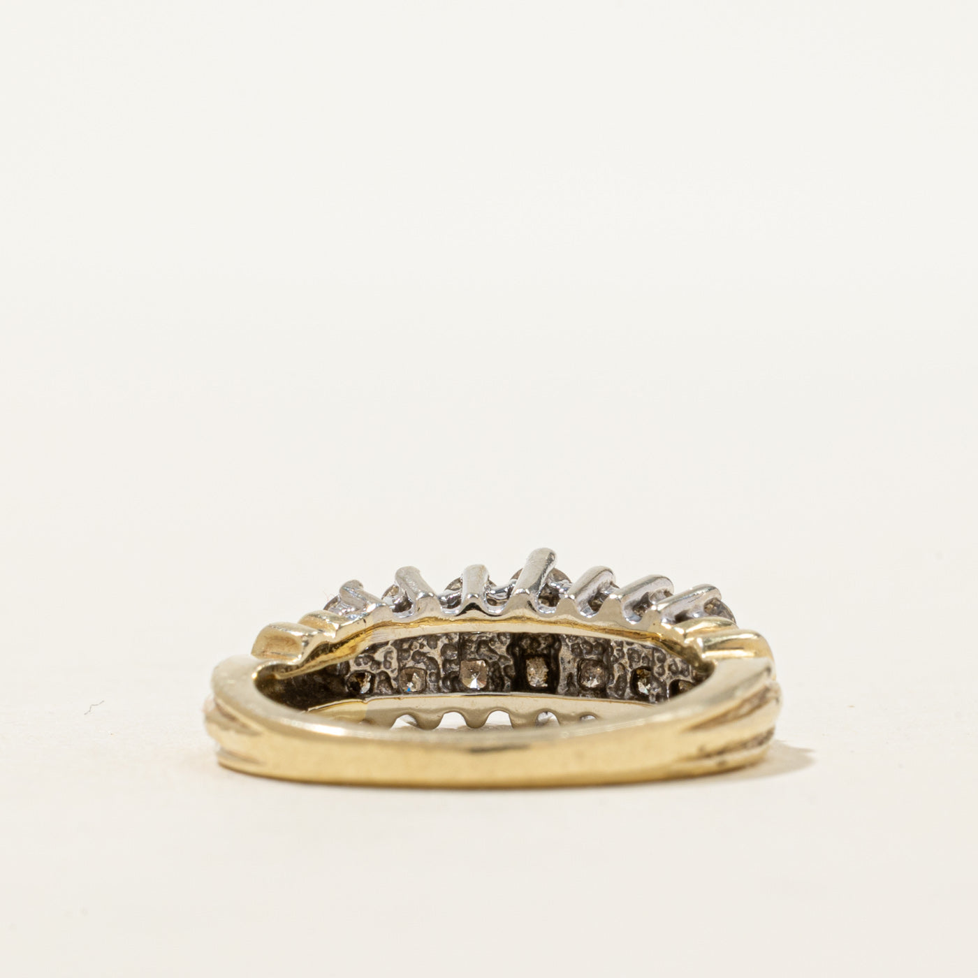 14K High Set Double Row Diamond Ring | 0.87ctw | SZ 6.25