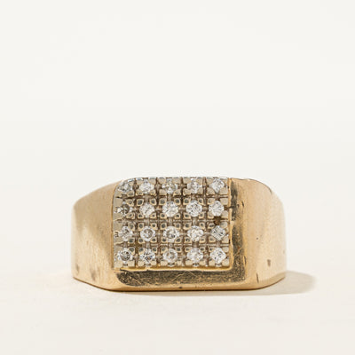 10K Diamond Grid Signet Ring | 0.30ctw | SZ 11.75