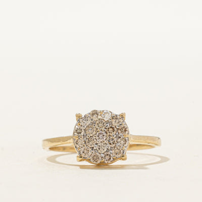 10K Diamond Round Cluster Thin Ring | 0.29ctw | SZ 5.5