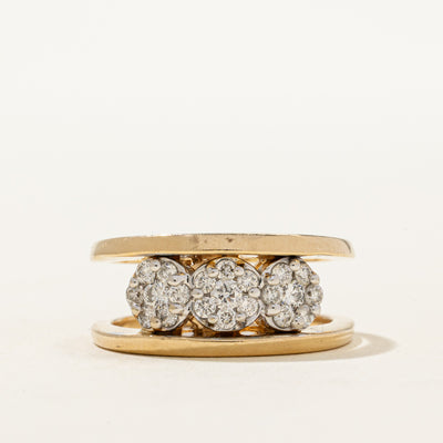 14K Diamond Multi Cluster Open Shank Ring | 0.50ctw | SZ 7