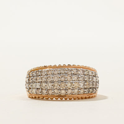 14K Multi Row Diamond Scallop Edged Dome Ring | 1.69ctw | SZ 10.5