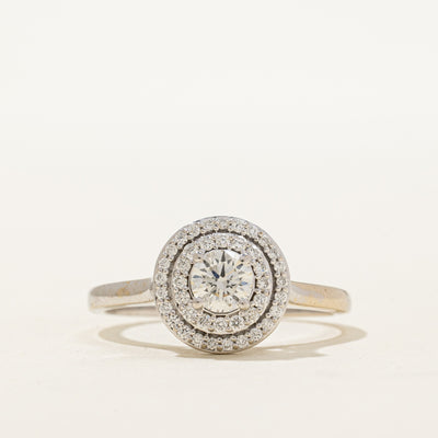 14K Diamond Double Halo Cathedral Ring | 0.79ctw | SZ 10
