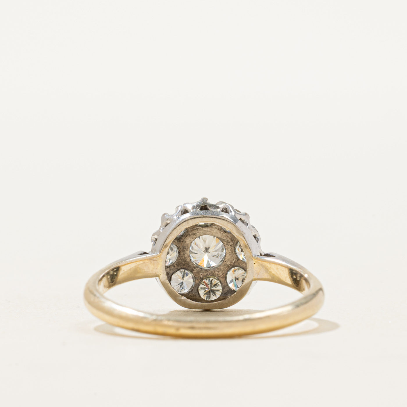18K Two Tone Gold Diamond Round Cluster Ring | 0.64ctw | SZ 7