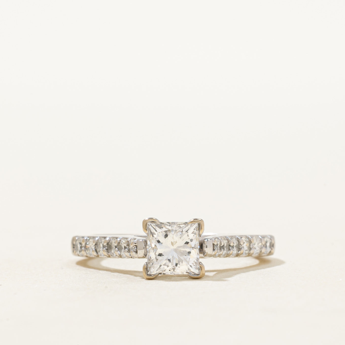 18K Princess Cut Diamond Cathedral Engagement Ring | 1.05ctw | SZ 5.25