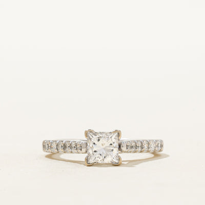 18K Princess Cut Diamond Cathedral Engagement Ring | 1.05ctw | SZ 5.25