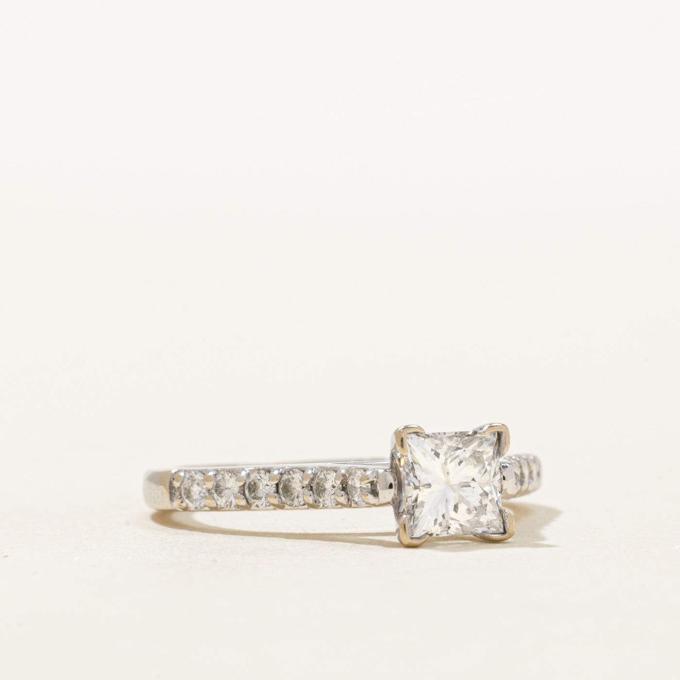 18K Princess Cut Diamond Cathedral Engagement Ring | 1.05ctw | SZ 5.25