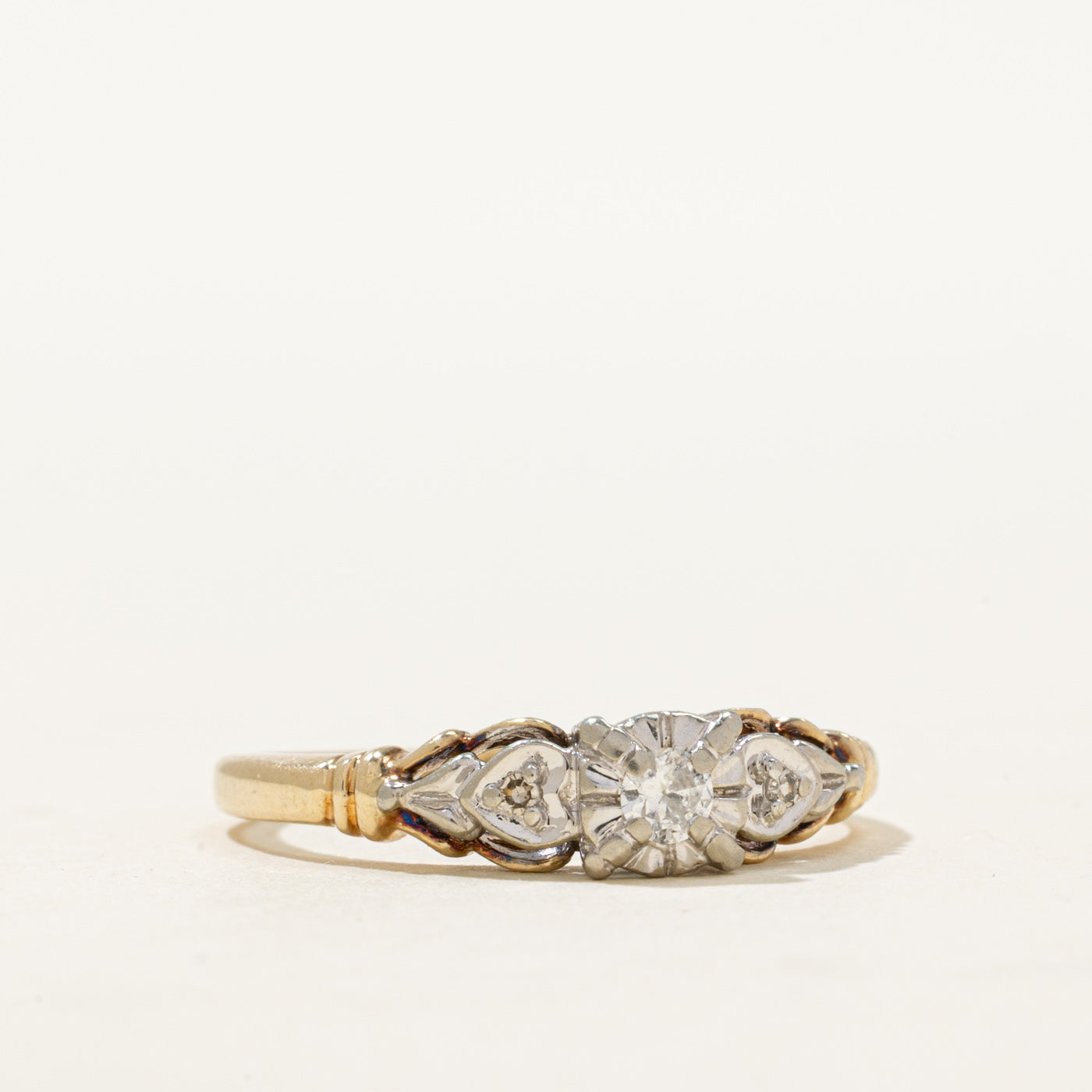 10K Two Tone Gold Illusion Set Diamond Ring | 0.11ctw | SZ 9