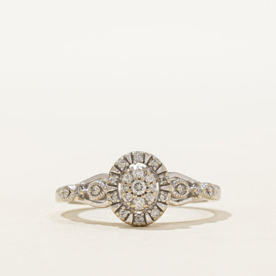 10K Diamond Oval Cluster Ring | 0.14ctw | SZ 7