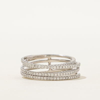 18K Semi Eternity Diamond Layered Cross Over Ring | 0.56ctw | SZ 7.5