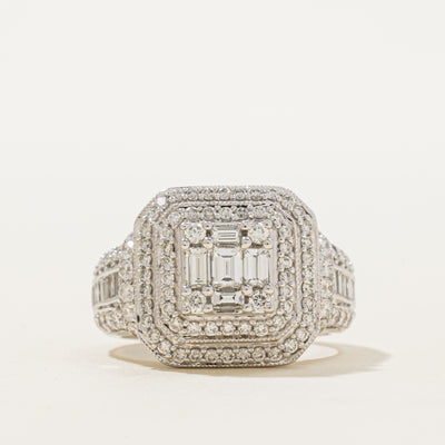 14K Diamond Double Halo Square Shaped Ring | 1.74ctw | SZ 7