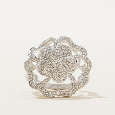 14K Diamond Hibiscus Flower Ring | 0.50ctw | SZ 6.75