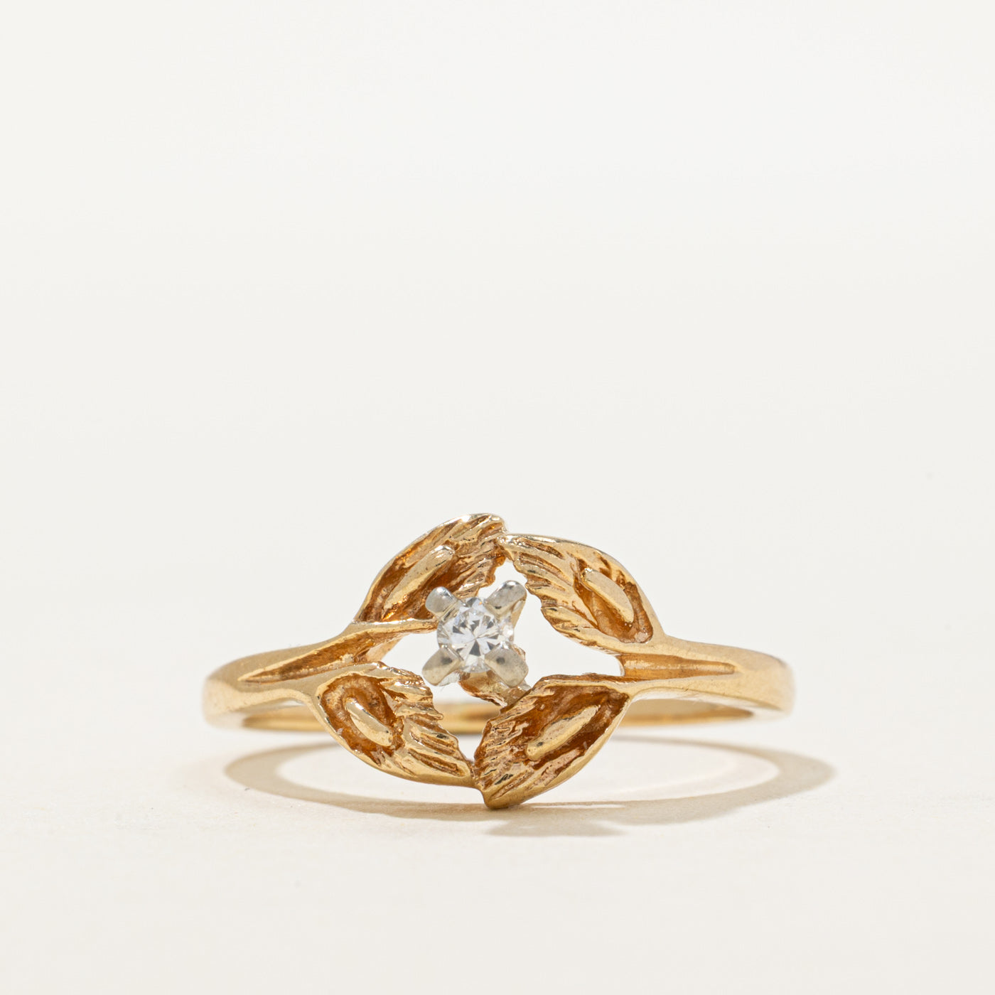 14K Diamond Floral Bypass Ring | 0.05ct | SZ 6.75