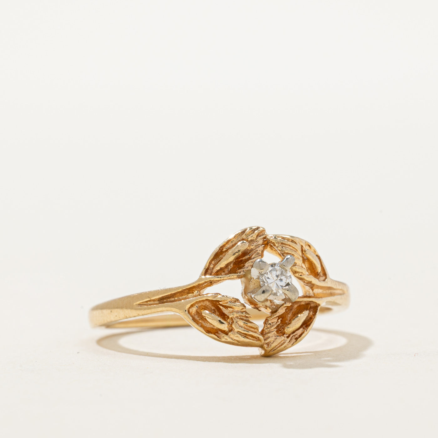 14K Diamond Floral Bypass Ring | 0.05ct | SZ 6.75