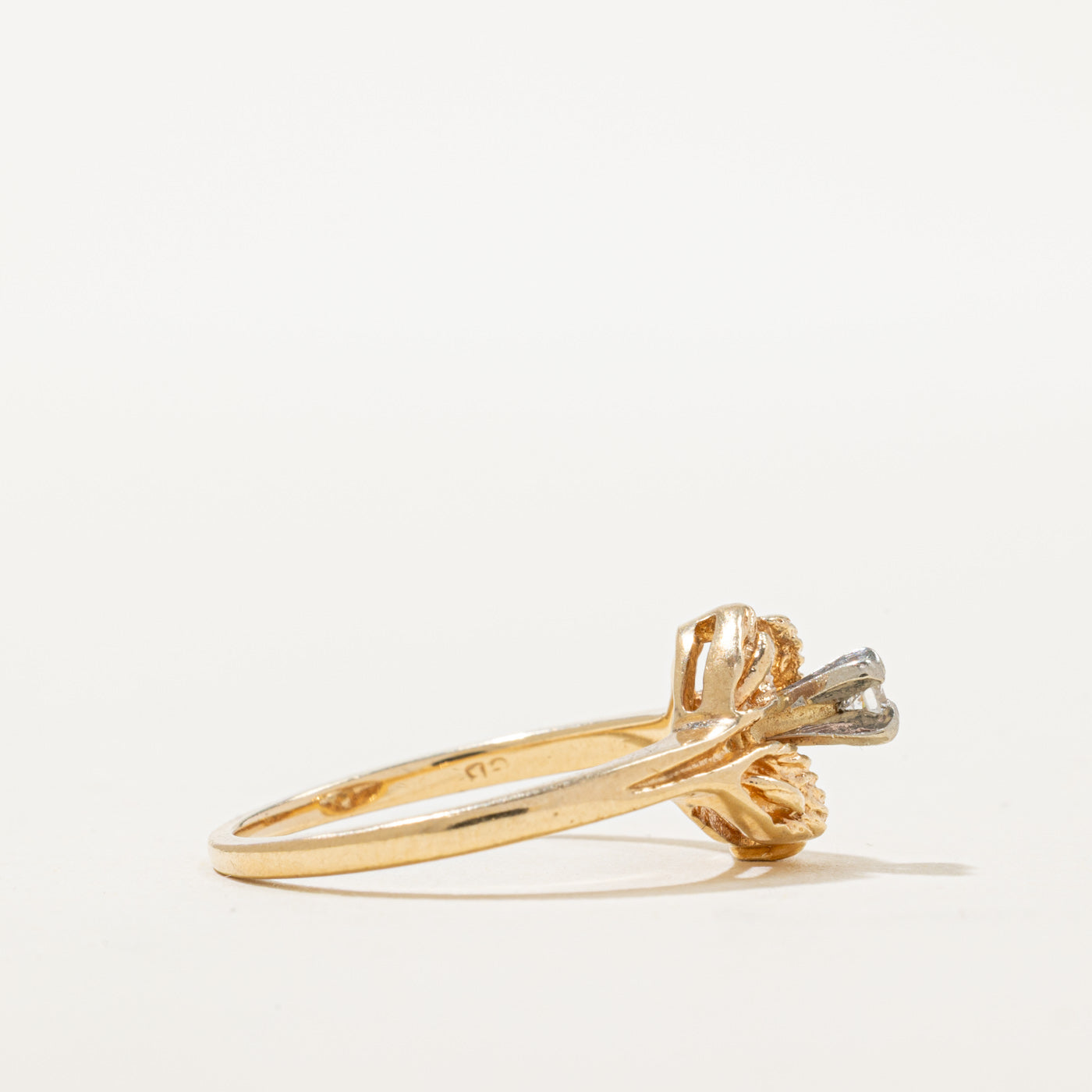 14K Diamond Floral Bypass Ring | 0.05ct | SZ 6.75